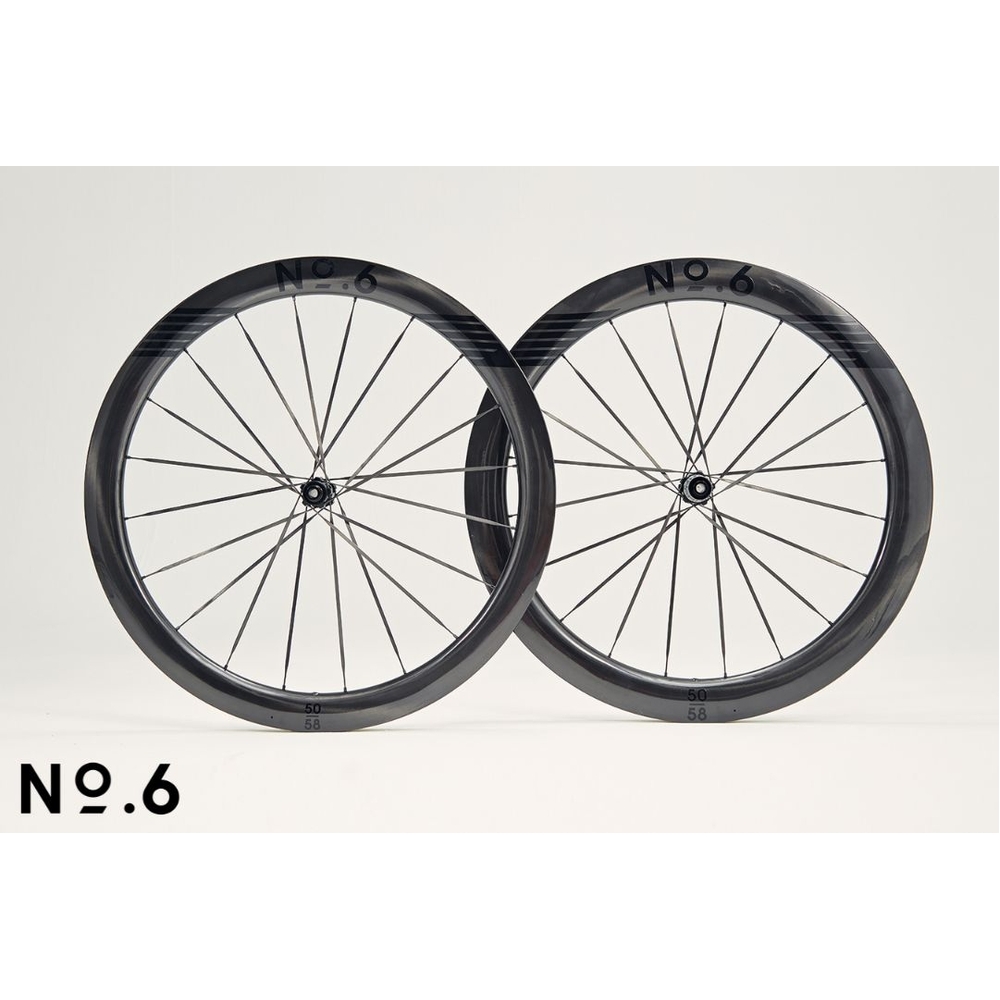 No.6 50/58 Superlight Aero Road Wheelset Black Graphics - 1280g